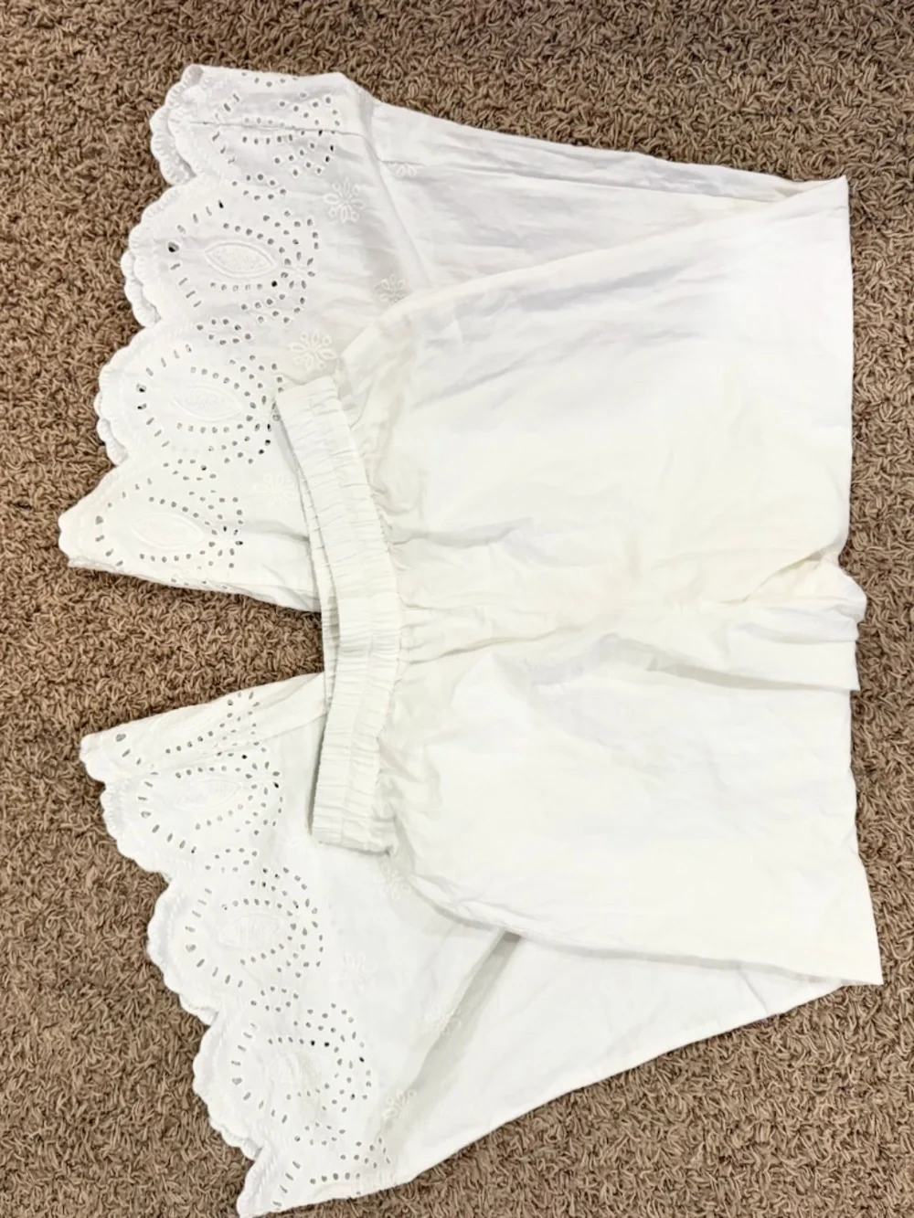 Mango Eyelet White Linen Pants - Size XS
